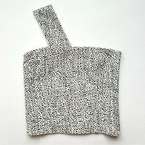 Vintage Courreges Paris One Shoulder Corset Top Black White Speckled Size XS 000